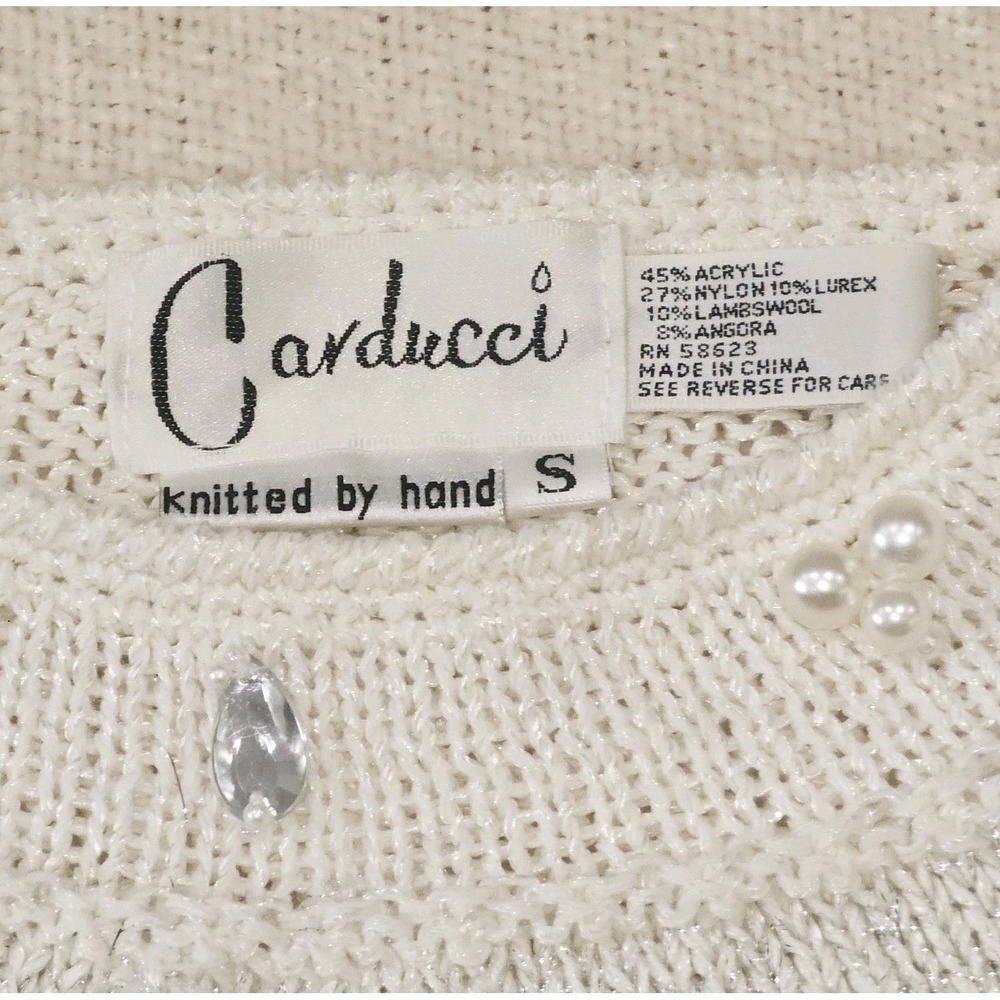 Vintahe Carducci Jewel Embellished Wool Blend Sweater Cream Color Size Small - Picture 6 of 6